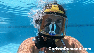 www.carissadumond.com - Carissa in the borrowed yellow OTS FFM and the monokini playing in the pool thumbnail